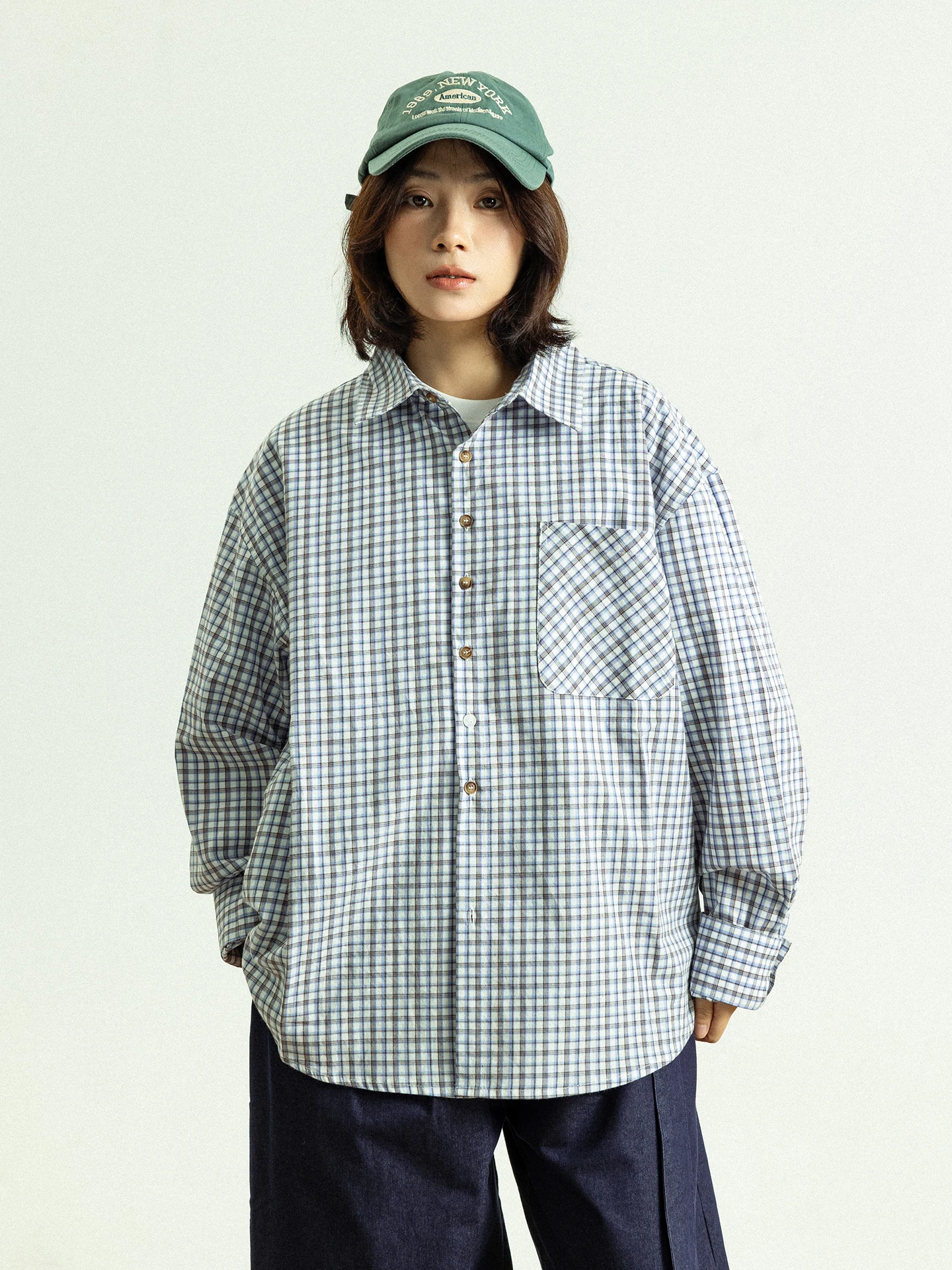 

Рубашка GoodNorth в винтажную клетку с длинным рукавом, свободного кроя, повседневная, с воротником, из хлопка, унисекс, весенняя мода, устойчивая к деформации