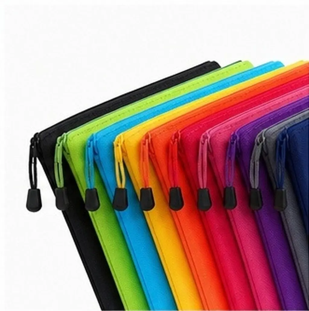 12Pcs Document Bag Waterproof Canvas File Organizer Zipper Pouch Portable Document Holder Office School Supply Storage Pouch