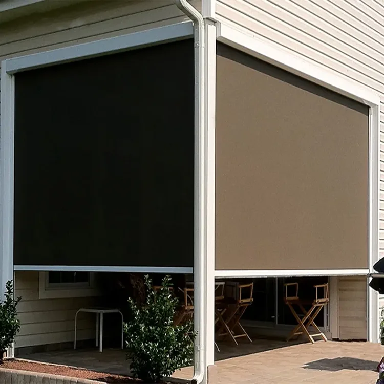 Outdoor Windproof Zip Track Motorized Roller Windproof Zipper Track Roller Shade Electric Curtain Blinds