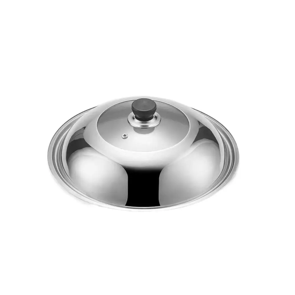 

28/30/32/34/36/38CM Stainless Steel Visible Pot Lid Black Plastic Knob Anti-scalding Wok Cover Universal Heat Resistant