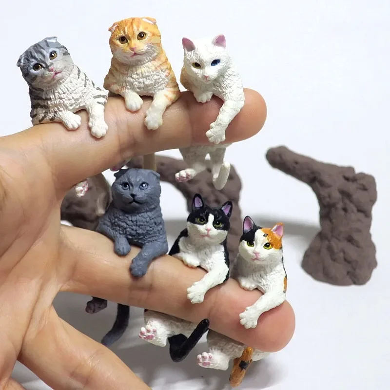 

Japanese Genuine Gacha Scale Model Finger Cat Decoration The Orange Cat White Cat on The Branch Action Figure Toys