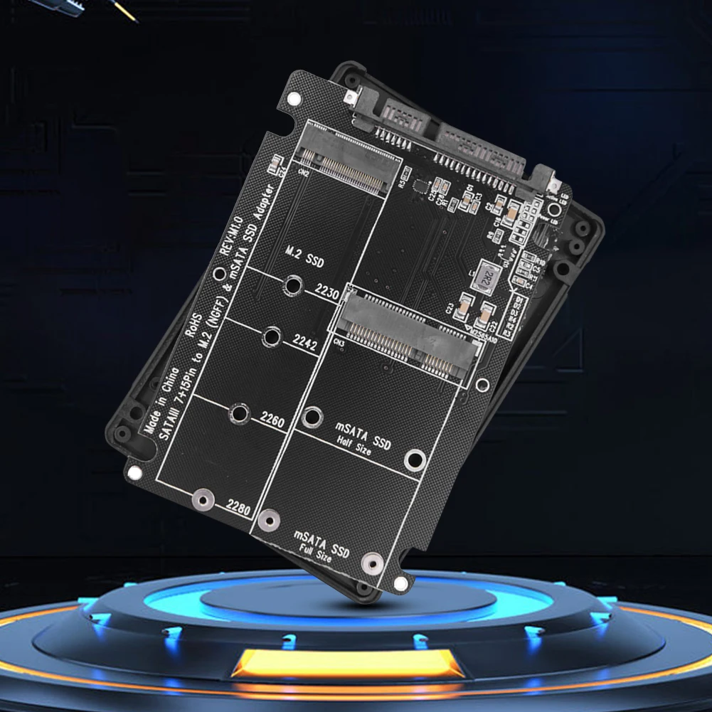 Combo M.2 NGFF B-key y MSATA SSD a SATA 3,0 convertidor de carcasa adaptador tarjeta SSD funda compatible con 2230 2242 2260 2280 SSD