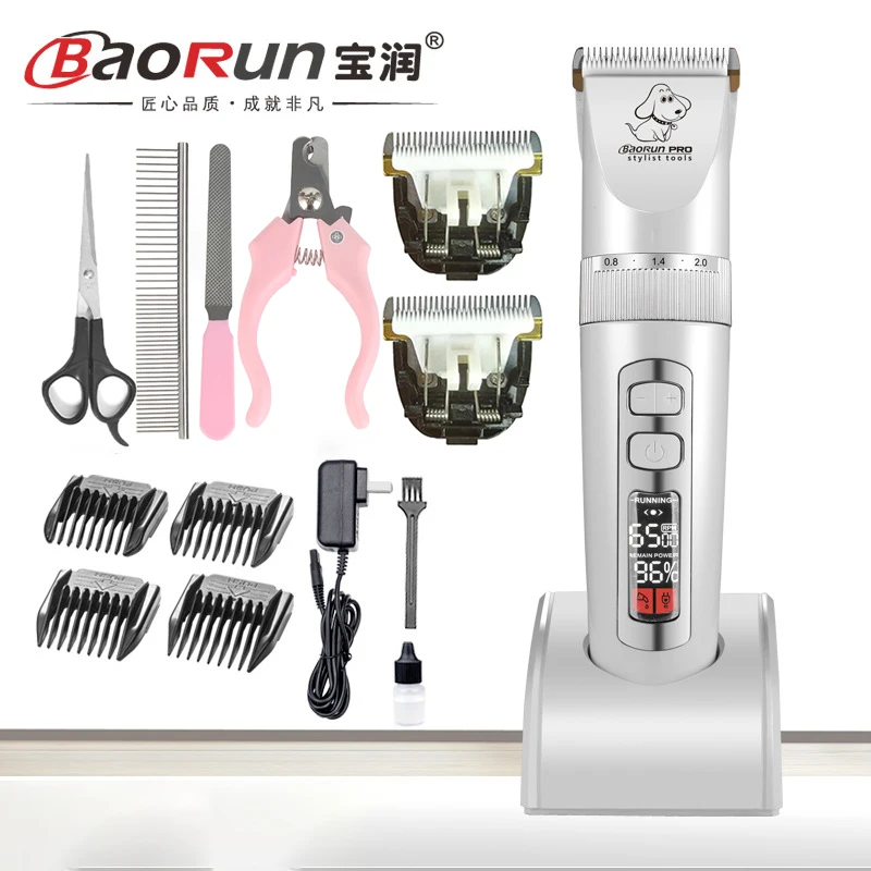 

Baorun P9 Pet Clipper Hair Clipper For Dogs Reachageable Trimmer Haircut Cat Hair Cutting Remover Machine Grooming Kit