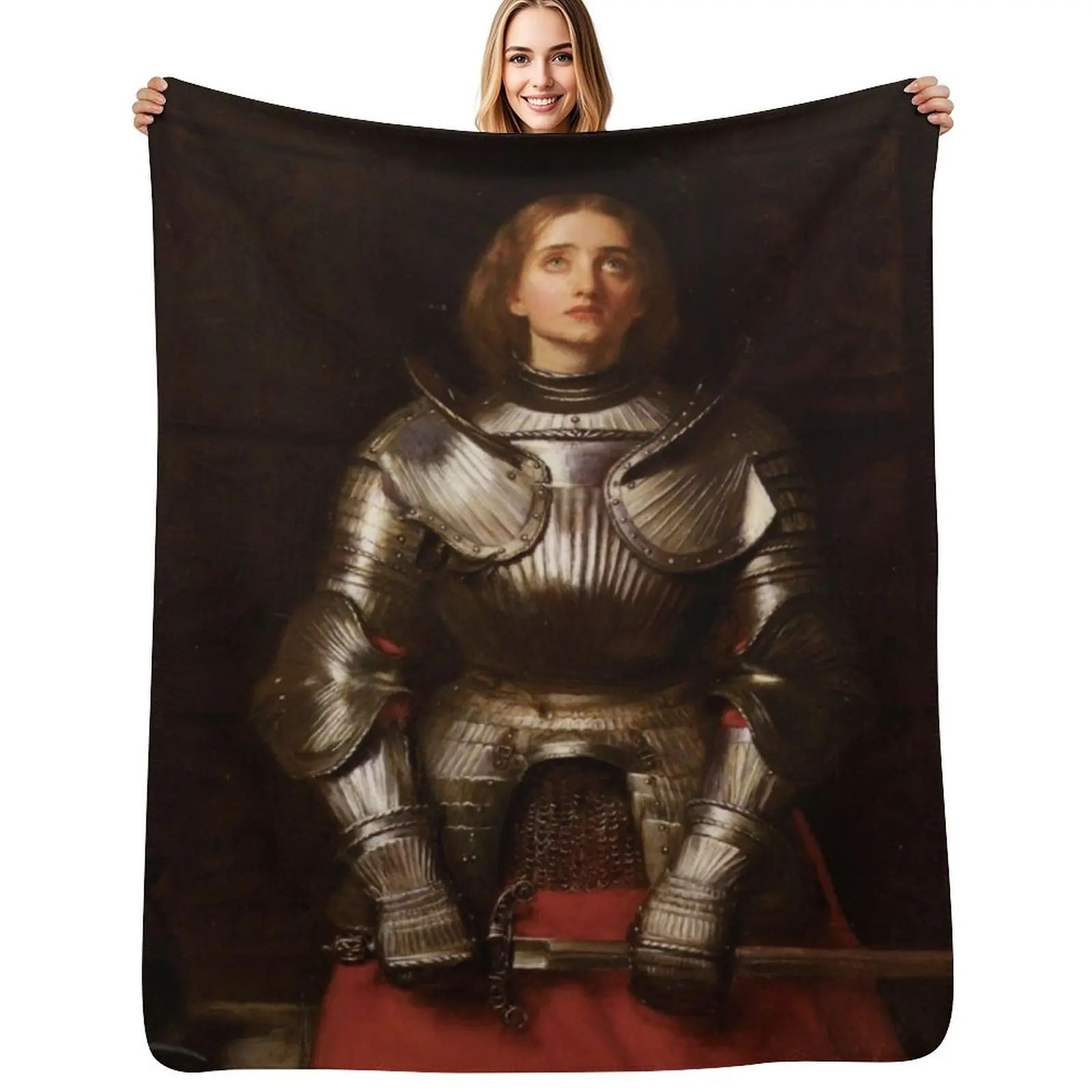 Saint Joan of Arc by John Everett Millais Throw Blanket Stain Resistant Cozy Warm Blanket