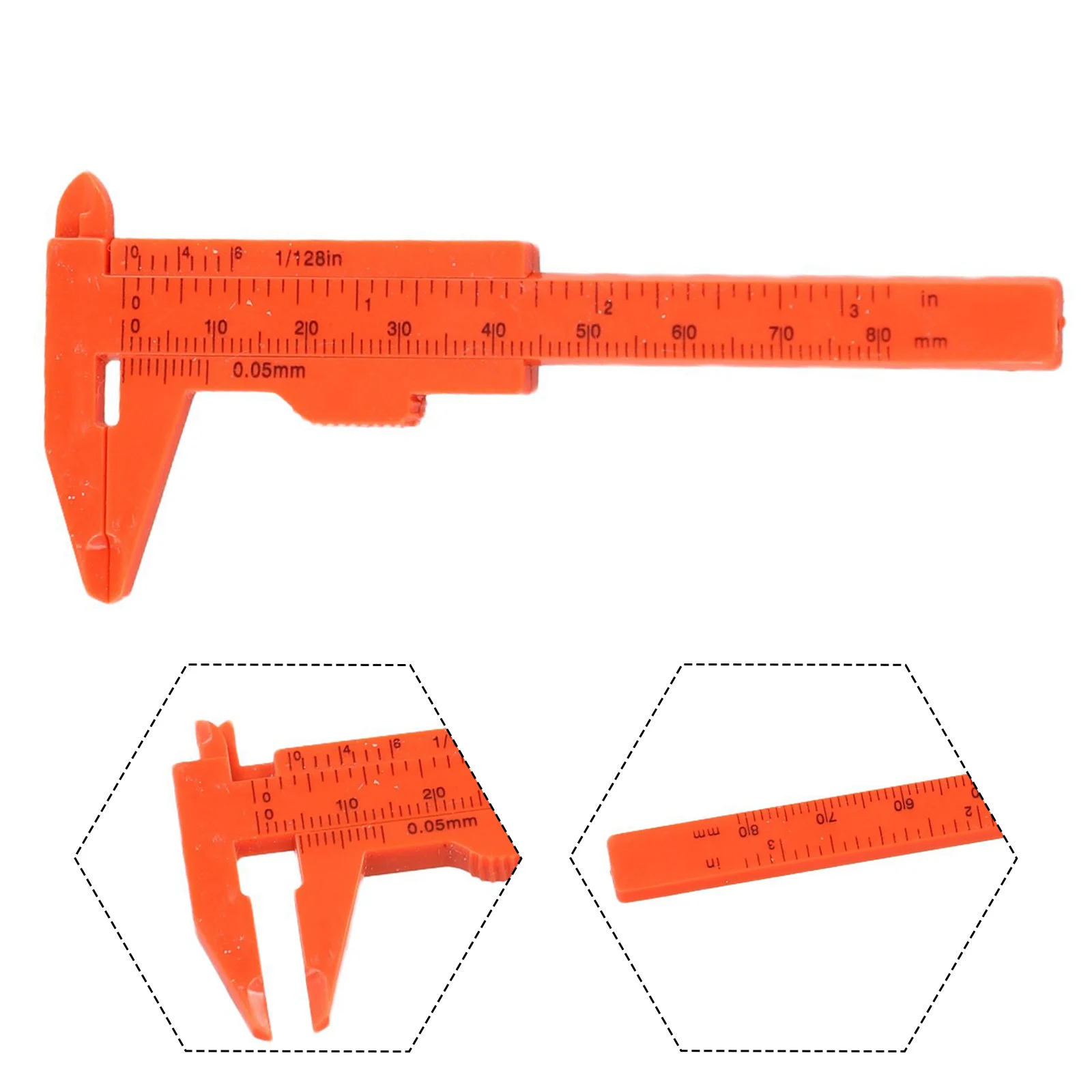 1pc Mini 0-80mm Double Scale Plastic Vernier Caliper Ruler Measuring Student Calipers Measuring Tool Calipers Size