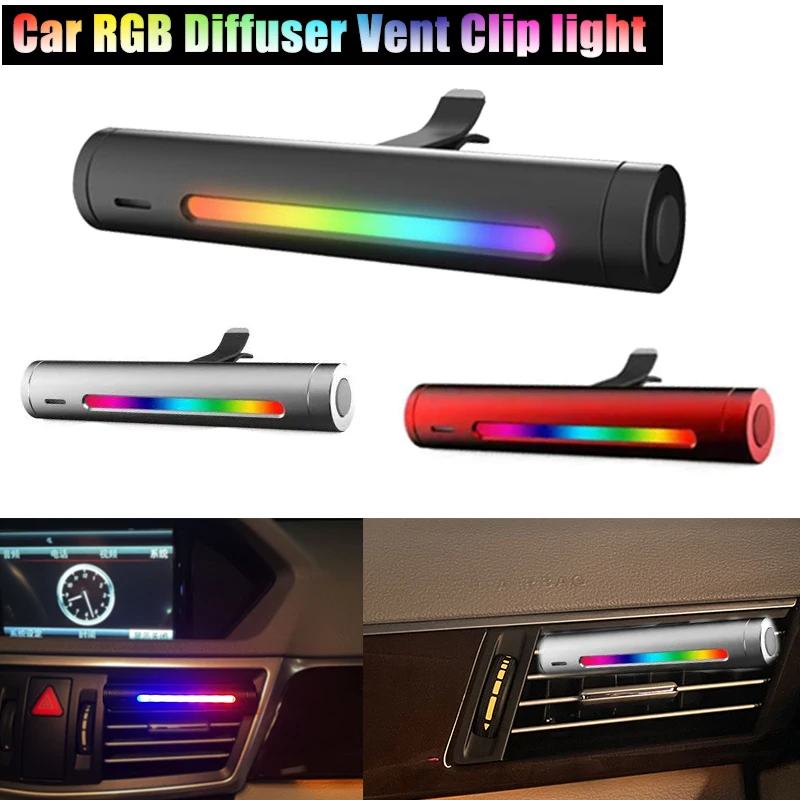 Car Diffuser Vent Clip Air Fresheners Fragrance Music Voice Activated With LED Atmosphere Lighting Aromatherapy Decorative Lamp