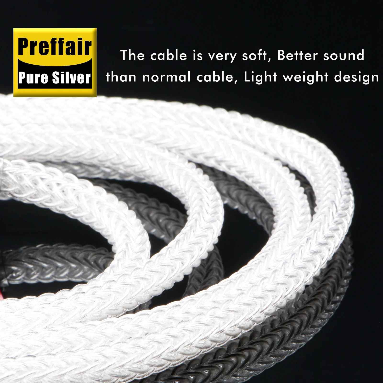 Preffair 16 Cores Pure Silver Headphone Cables with 2.5/3.5/4.4/6.35mm/4pin for LCD-2,LCD-3, LCD-4, LCD-X,LCD-XC Headphone- X460