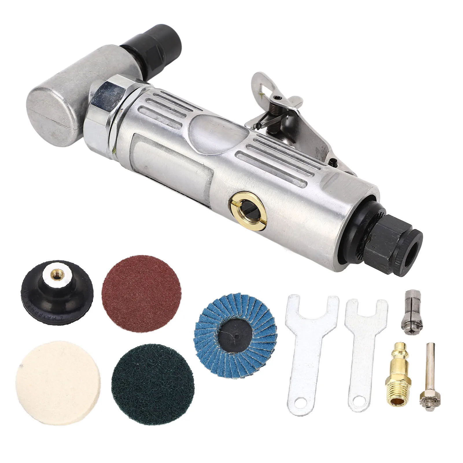 

Pneumatic Grinding Set Right Angle Air Die Grinder 0.3HP Motor 1/4 1/8 Chuck Adjustable Speed