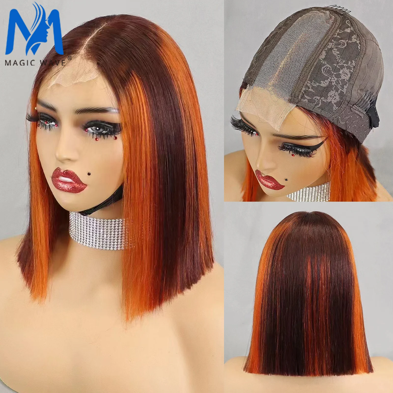 Super Double Drawn Bob Human Hair Wigs for Black Women 300% Density Bone Straight 100% Virgin Human Hair 2X6 Lace Closure Wig