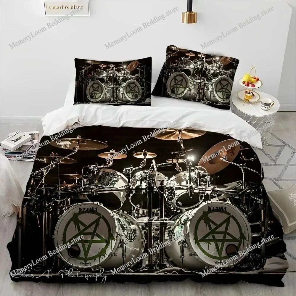 

Art Style Unique Drum Kit Music Instruments Guitar Bedding Set Queen/King Size Duvet Cover Comforter Soft Bed Sheet Set Decor