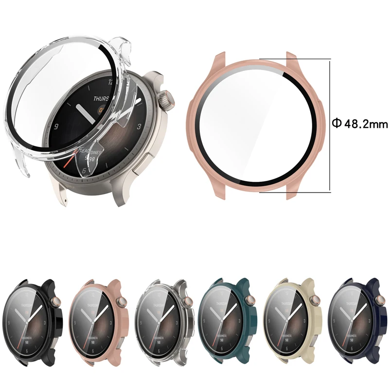 Hard Edge Shell Glass Screen Protector Film Smartwatch Frame Case For Amazfit Balance Smart Watch Protective Cover Accessories