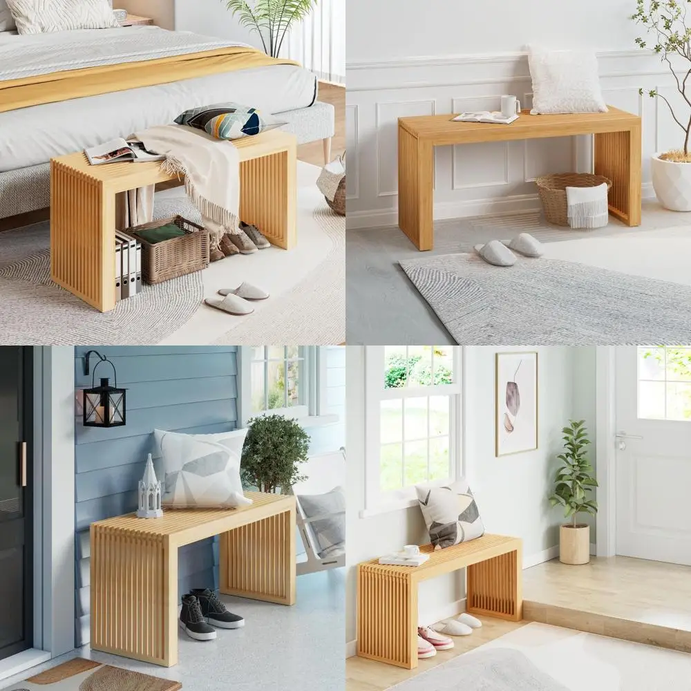 

Внутренняя бамбуковая скамейка 35 — современная полка для обуви в прихожей и уличная мебель для гостиной