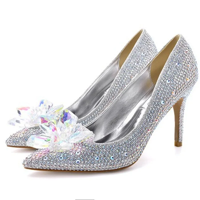 

Women's Shoes 2026 New Glass Slipper Luxury Diamond Wedding Shoes for Women Sexy High Heels High End Shoes Zapatos Para Mujer