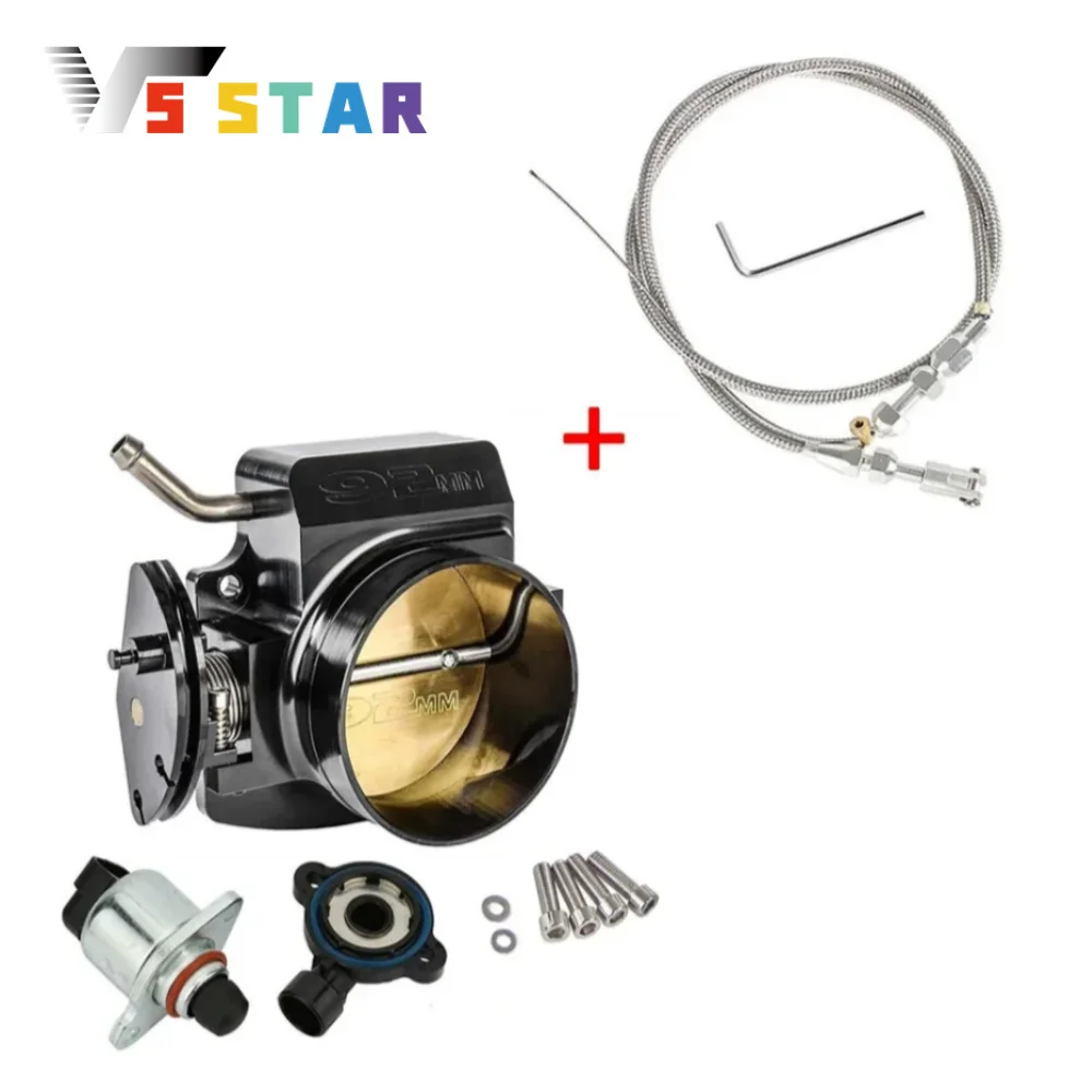 

92MM LS Throttle Body with Position Sensors TPS IAC & Throttle Gas Cable Kits For 1997-2004 Chevrolet Chevy LS1 Engines 5.7L