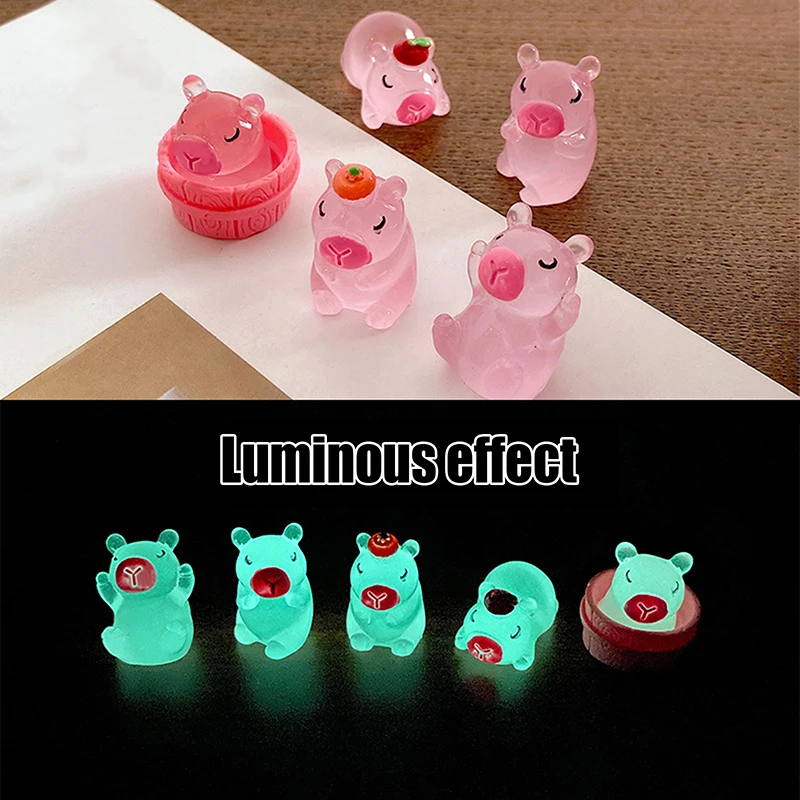 

2Pcs Cartoon Luminous Capybara Ornament Cute Animal Ornaments Toys For Micro Garden Landscape DIY Decoration Accessories