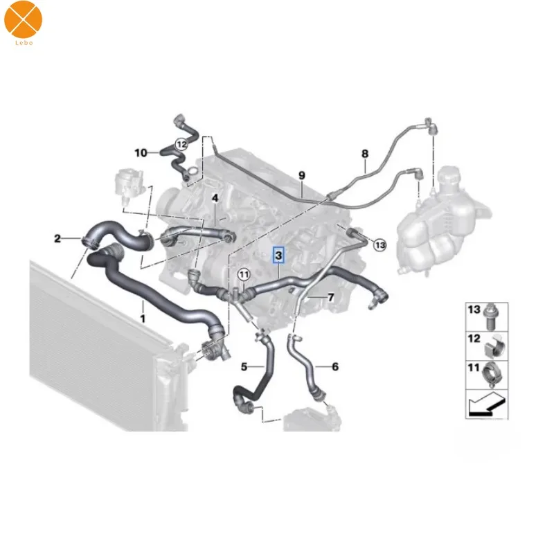 

17127617377 Car Engine Cooling Radiator Rubber Hose Expansion For BMW B48 X12 Series MINI F52 F45 F46 F48 F49 F39 17127617377