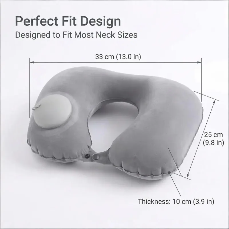 Portable Inflatable Neck Pillow for Travel Neck Support Pillow Soft Foldable Travel Headrest for Flights Cars Trains