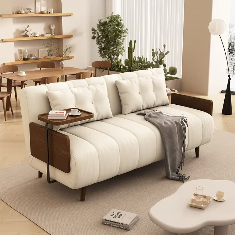 

*Japanese-Style Dual-Purpose Cream Sofa Bed 2025 Retractable Multi-Functional for Living Room