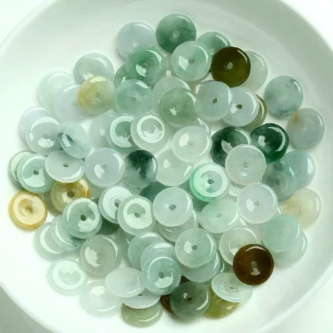 10PC Natural Jade Emerald Safety Buckle 10mm Bead Accessories DIY Bangle Charm Jewellery Fashion Hand-Carved Luck Amulet