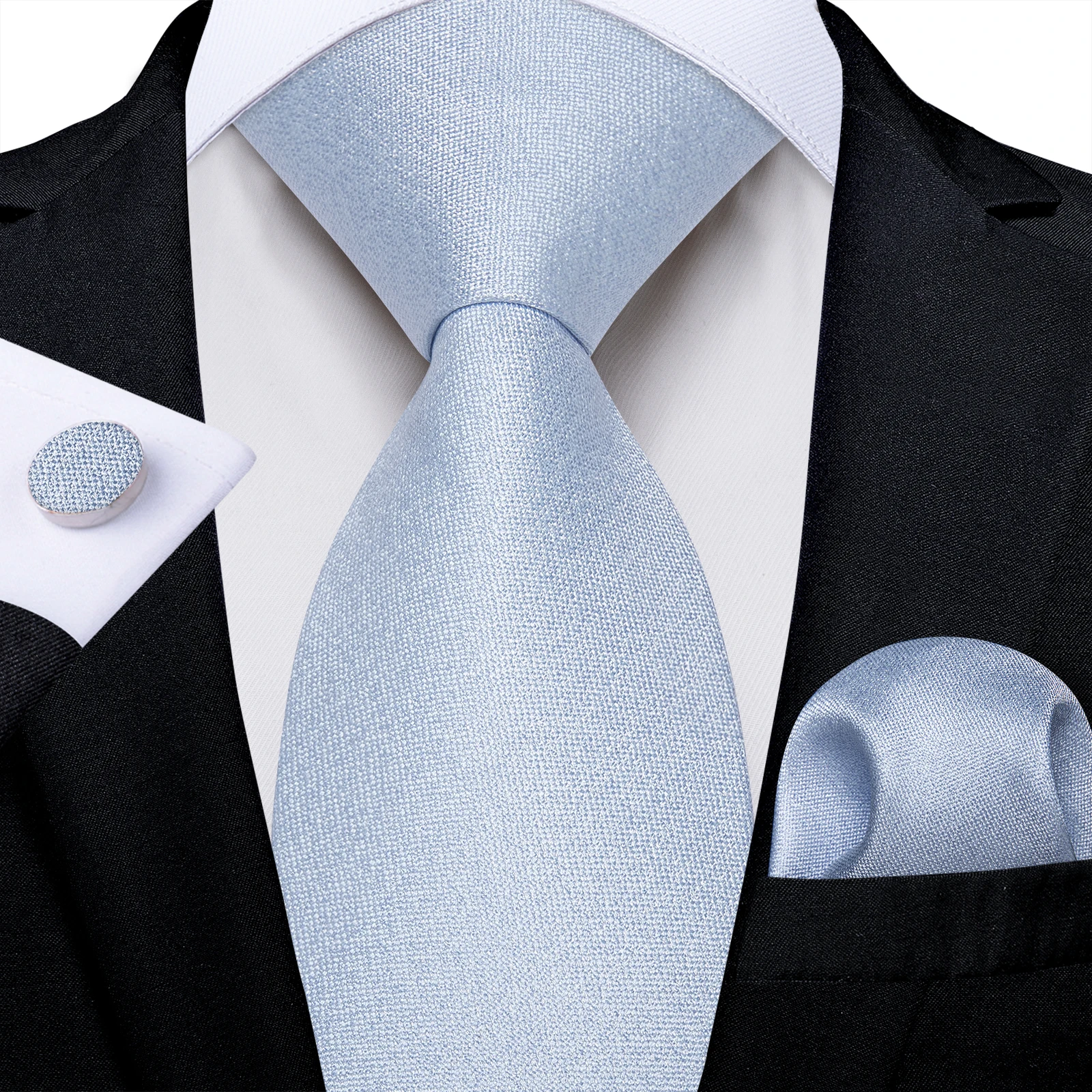 New Classic Solid  Ties for Men 8cm Business Wedding Party Neck Tie Handkerchief Cufflinks Accessories Gift for Husband