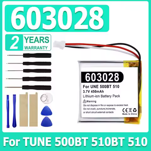 603028 Replacement Battery New Battery For TUNE 500BT 510BT 510 JBL 510 450mAh+Free Tools