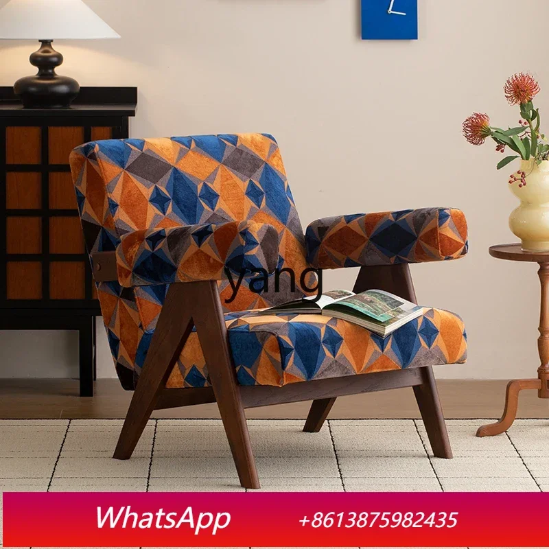 

LTT retro single sofa single sofa minimalist balcony solid wood leisure chair