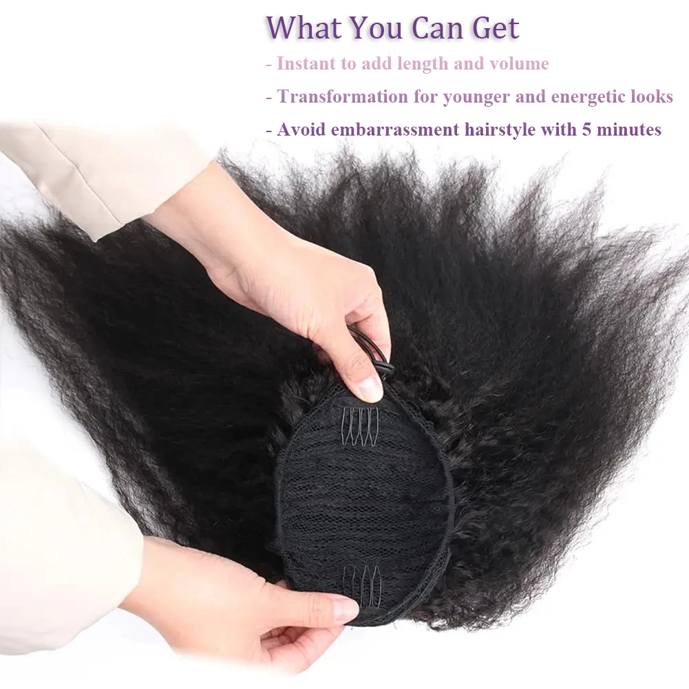 26 "ذيل حصان تمديد الرباط طويل غريب مستقيم البرازيلي الشعر البشري ذيل حصان الطبيعي لينة كليب في الشعر ذيل حصان تمديد #6