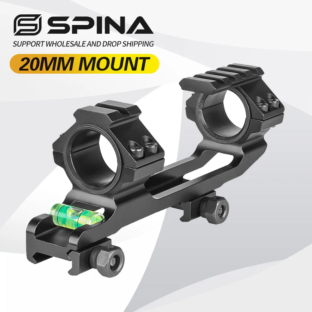 SPINA Optics 25.4/30mm Double Scope Rings Dual Ring Tactical Hunting Scope Mount 20mm Dual Rail Mount with Spirit Level