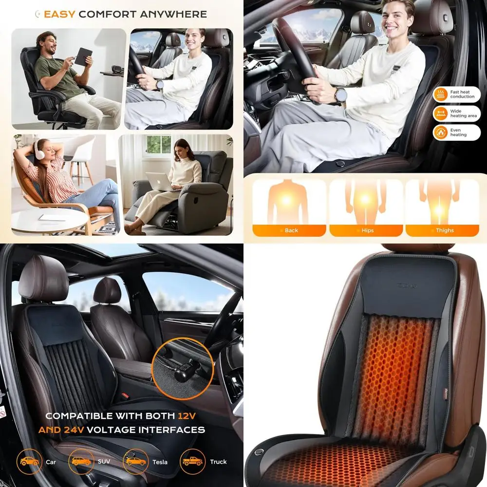 

Car Seat Cushion Winter Driving Comfort Fuzzy&Leather Car Seat Protectors, No Slip Full Back Front Seat Cover Universal Fit Most