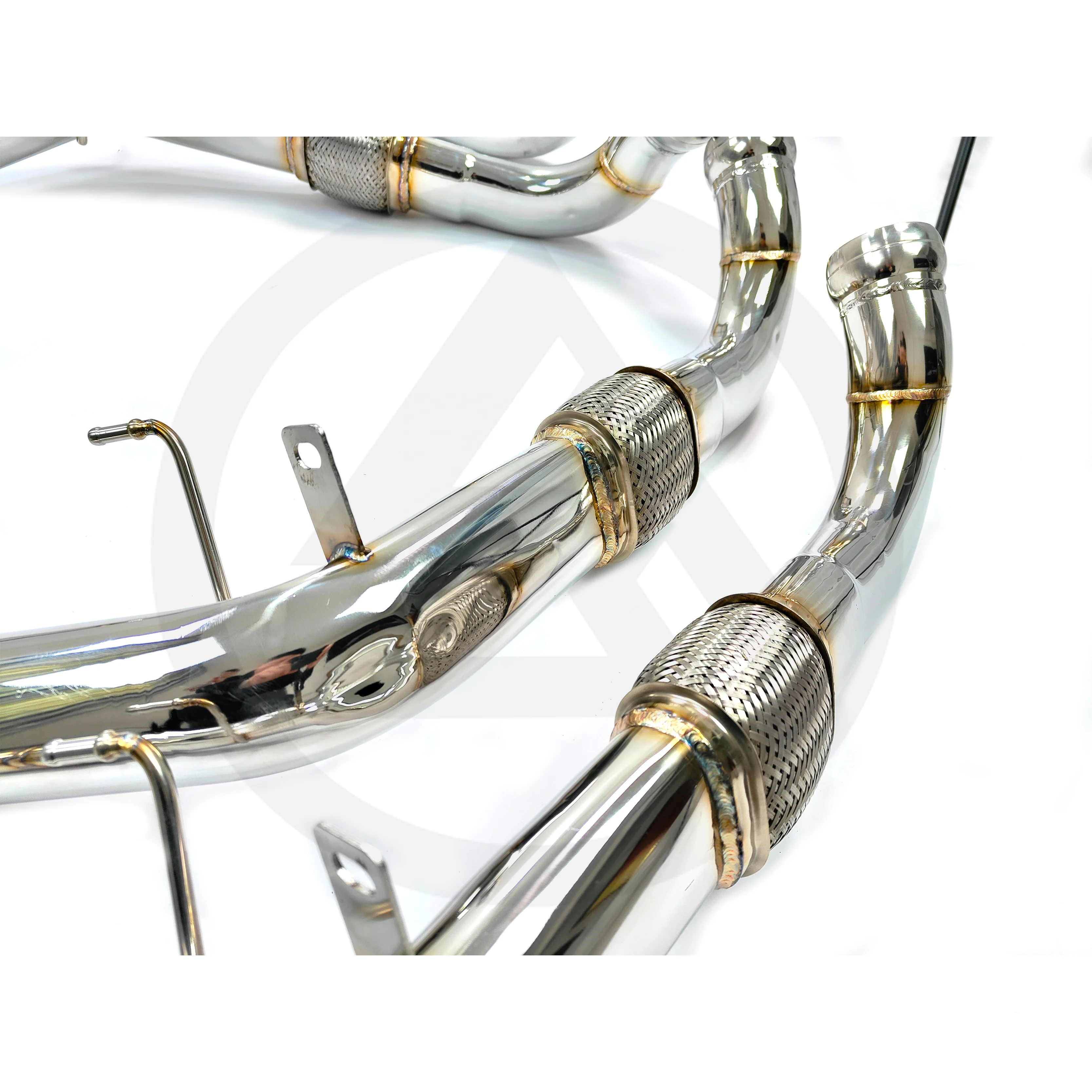 ضبط العادم الأمامي لبورشه باناميرا 971 2.9T 4.0T SS304 الأنابيب الأمامية المصقولة الأنابيب الثانوية المستقيمة