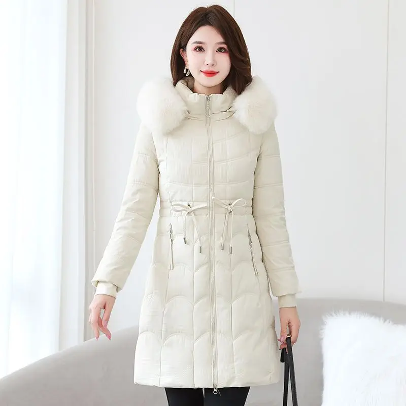 Parkas Warm Casual Parka Jacket 2025 New Winter Coat Women Overcoat Long Jackets Fur Collar Lining Thick Black Snow Outerwear