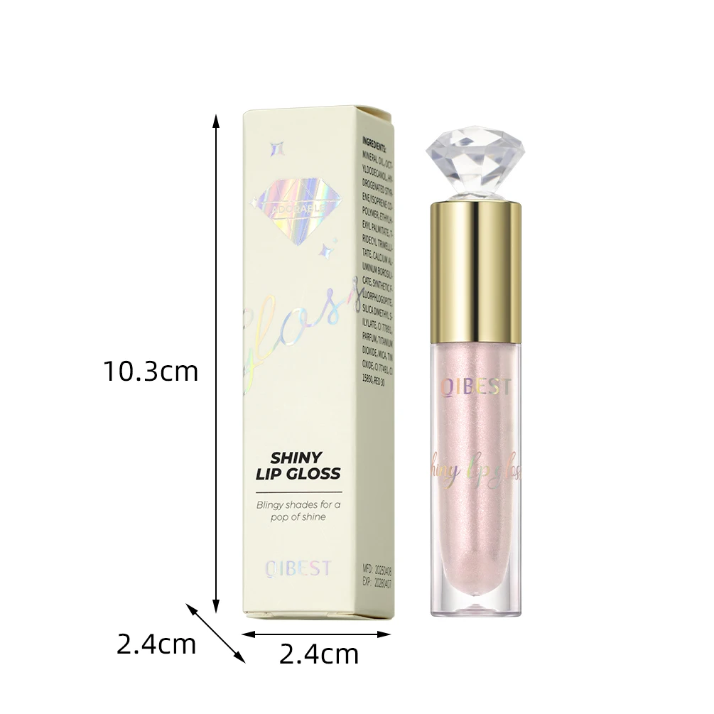 QIBEST 글리터 립 글레이즈 쉬머 다이아몬드 립 글로스 롱래스팅 리퀴드 립스틱 메이크업 립 오일 틴트 보습 립 메이크업