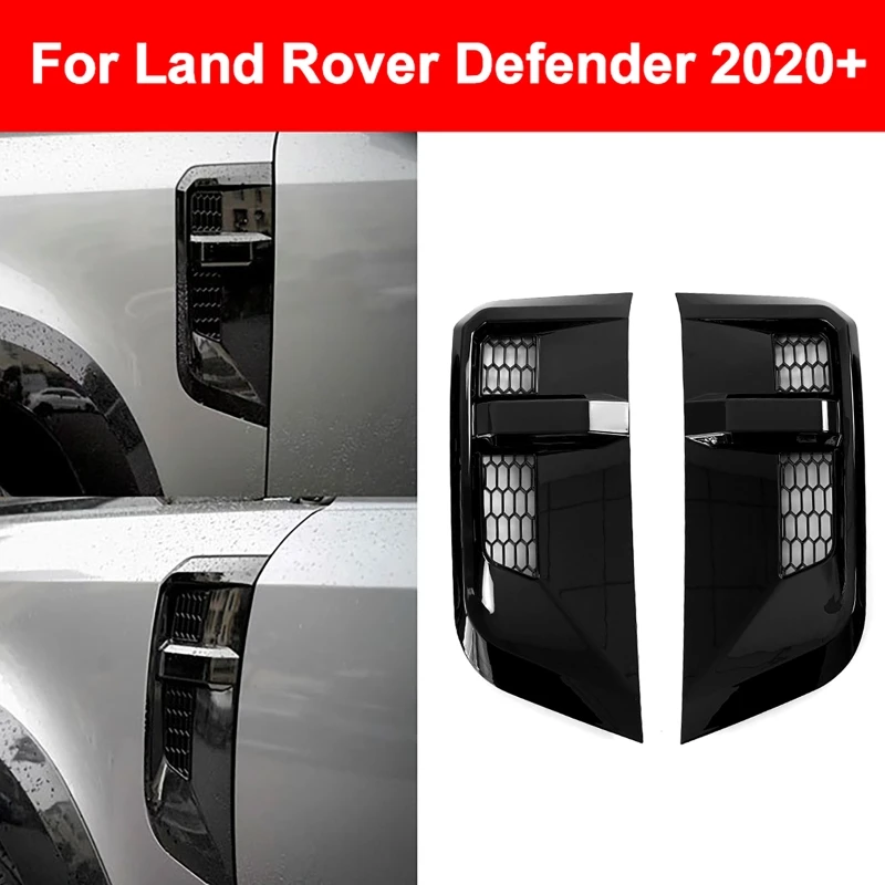 

2Pcs/set Side Air Vent Grille Insect Screen Cover Trim Fender for Land Rover Defender 2020+