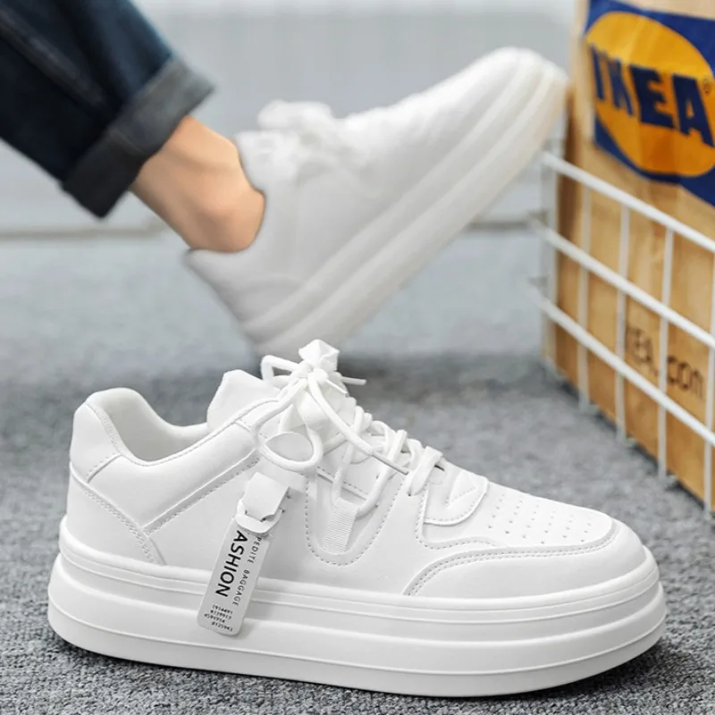 Merk Heren Sneakers Mode Skate Schoen Nieuwe Lederen Vrijetijdsschoenen Voor Heren Veters Plateauschoenen Tennisschoenen Zapatillas Hombre