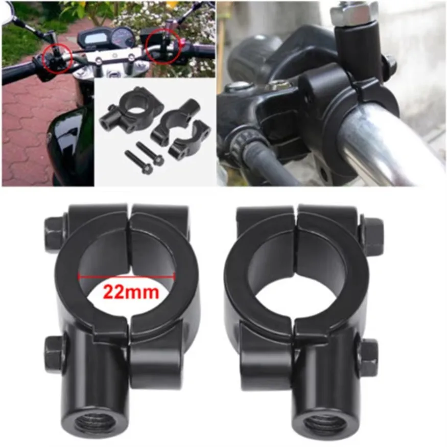 Motorcycle Rearview Handlebar Mirror Mount Holder Adapter Clamp Base 8mm 10mm 7/8