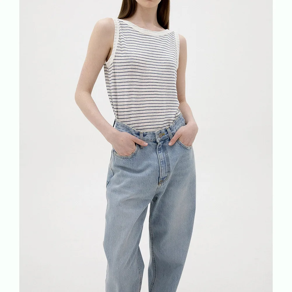 

Summer Loose Undershirt Lev* Linen Light Simple Striped Camisole Undershirt Commuter Versatile Tops