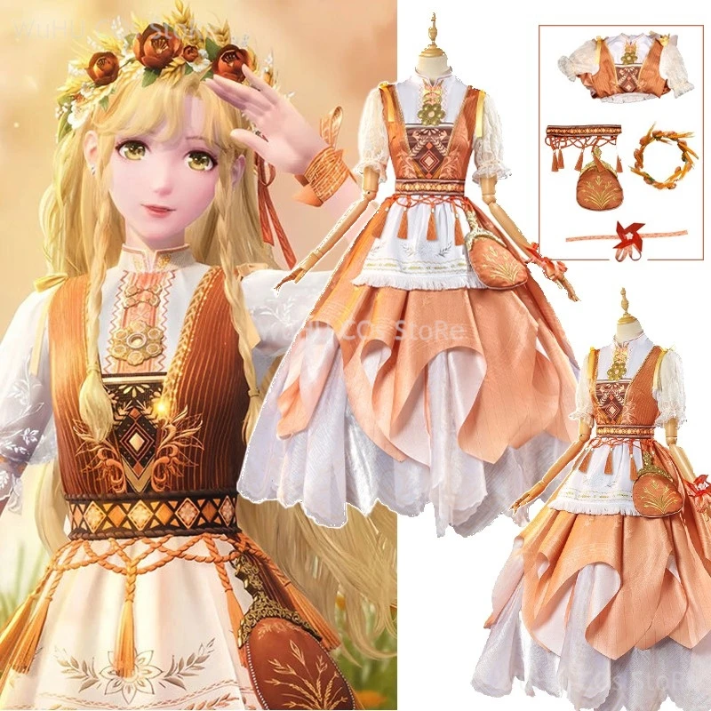 Nikki Gold Dress Garland Game Infinity Nikki Cosplay Costume Wig Blond Lolita Suit Kawaii Outfit Cute Women Holloween Roleplay