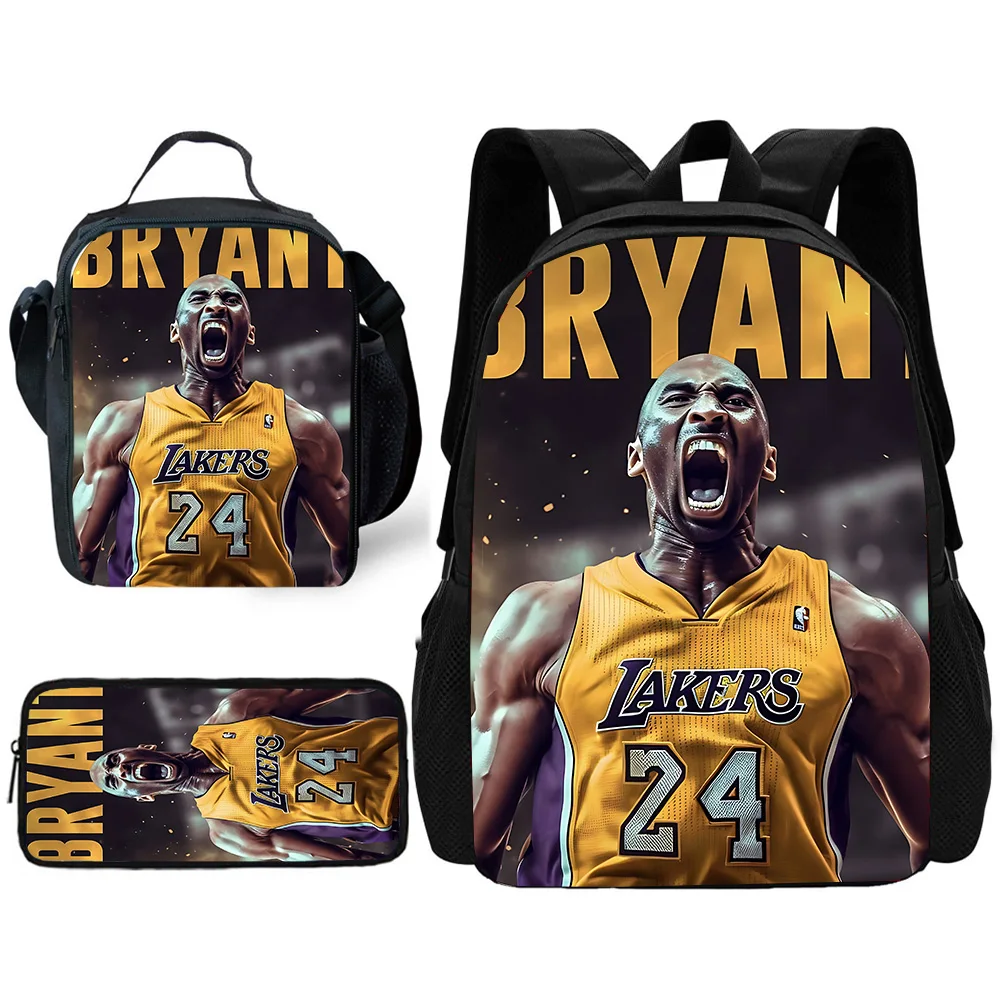 Child School Sports Basketball K-KobeS BryantS Backpack with Lunch Bags ,Pencil Bags ,School Bags for Boys Girls Best Gift