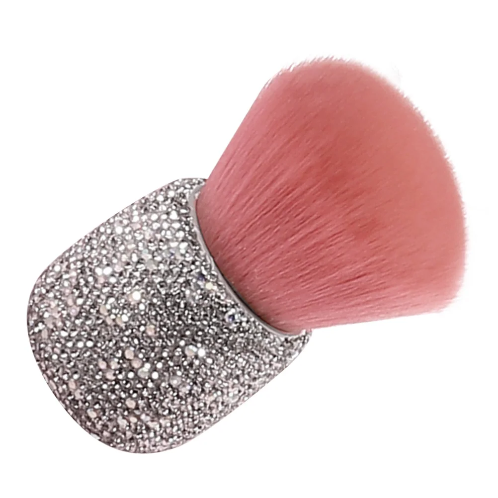 فرشاة مكياج برأس الفطر الوردي قابلة للسحب، مقبض من حجر الراين، محمولة للسفر، بودرة أحمر الخدود، كريم أساس للأظافر والغبار #1