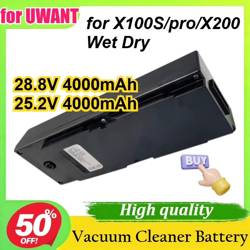 

28.8V/25.2V 4000mAh for UWANT X100S/pro/X200 Wet Dry Vacuum Cleaner Li-ion Battery