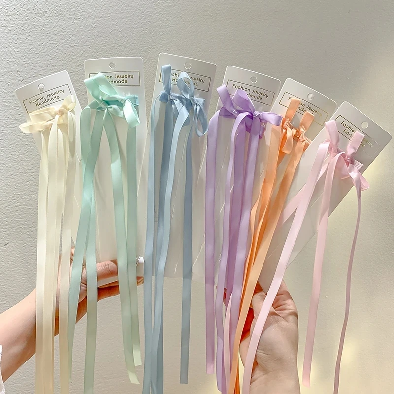 Elegant Bow Ribbon Hairpin Baby High-Value Hair Bands Female Su Hanfu Braided Long Hairband Hair Accessories for Girl Headwear