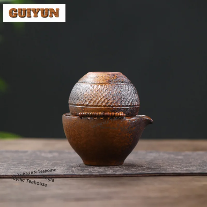 130ml Luxury Yixing Purple Clay Teapots Handmade Hand Grab Pot Raw Ore Wood-fired Porcelain Mud Kettle Chinese Zisha Tea Set