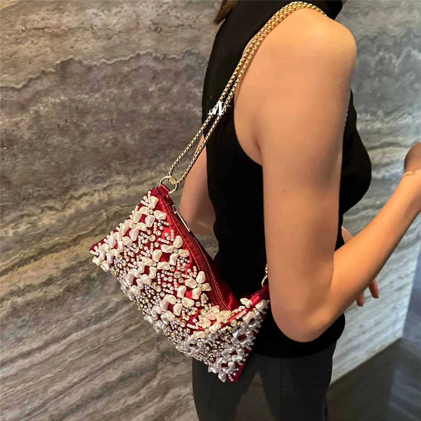 

Женская сумка ручной работы с бисером, французская элегантная ретро-сумочка для вечера, модный роскошный дизайн, женские сумки с камнями-стразами