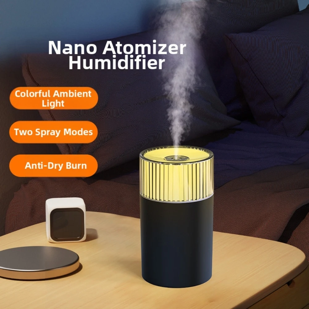 Car Humidifier Night Light Humidifier Relaxing 300ML Water Tank Continuous Operation Dual Spray Modes Car Humidifier