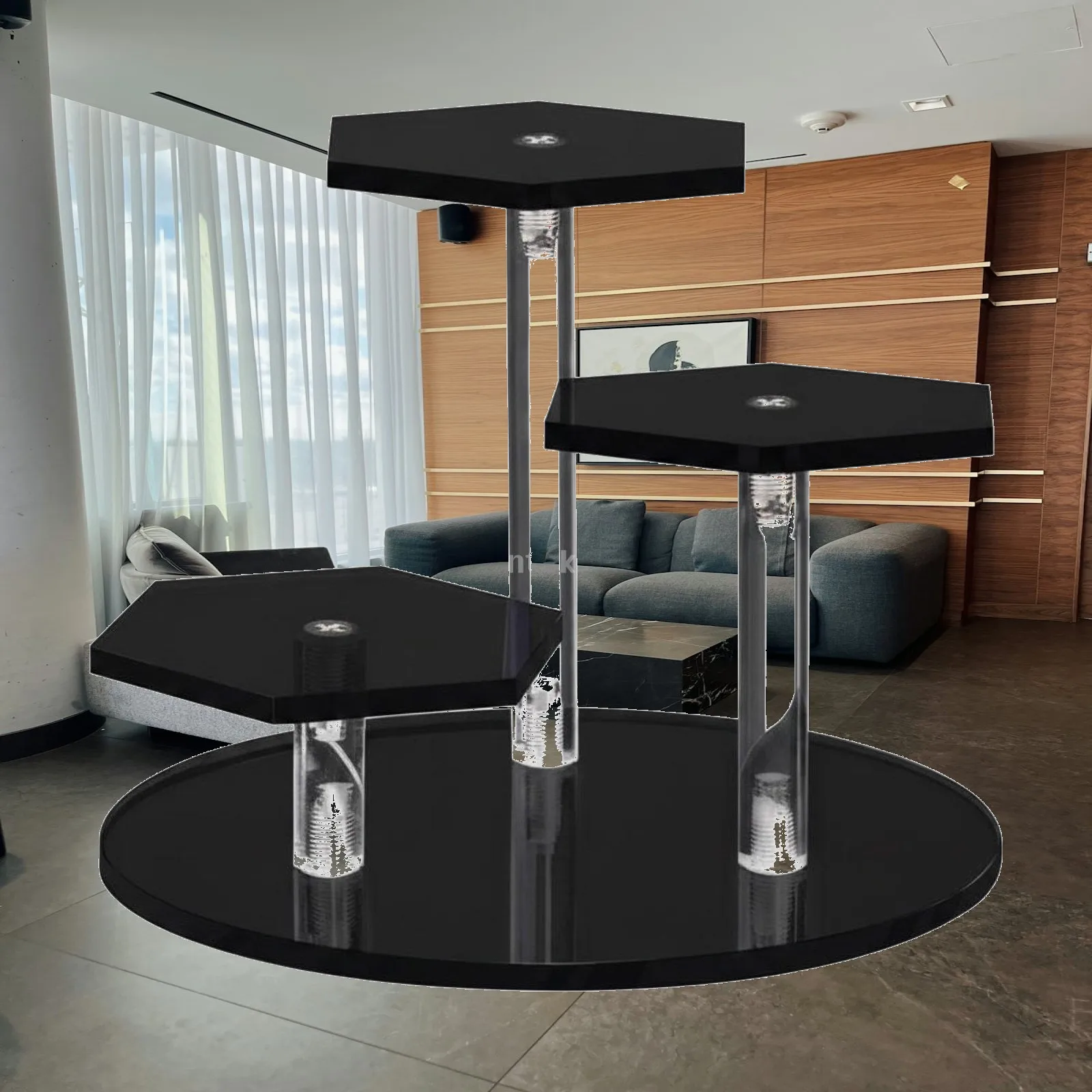 Tiered Acrylic Display Stand for Perfume Cosmetics Dessert Storage Shelf Transparent Showcase Riser for Vanity