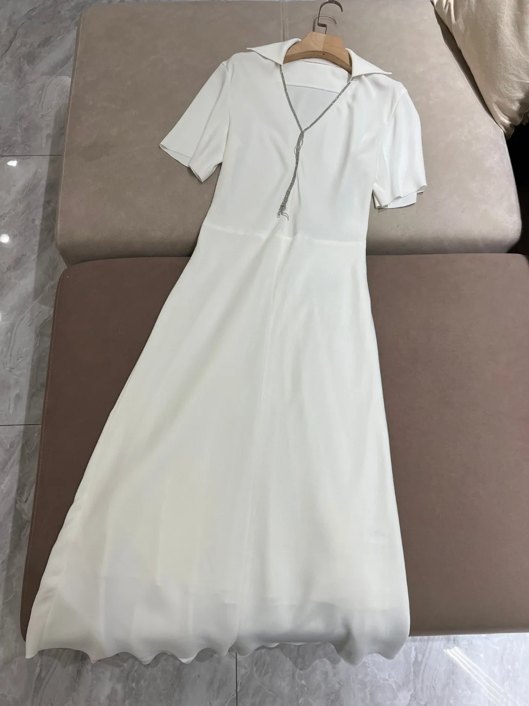 Summer classic short sleeve old money style fitted long dress