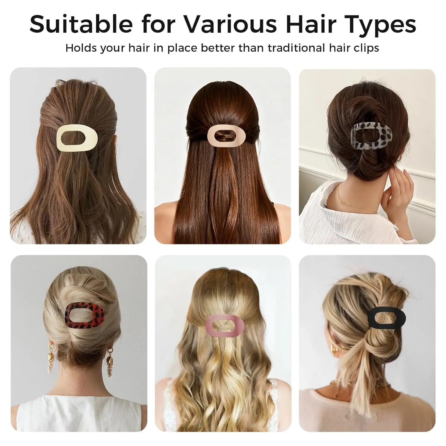 

Leopard Matte Oval Hair Claw Clip for Women New Design Curved Flat Acrylic Barrettes Fashion Styling Hair Accessories