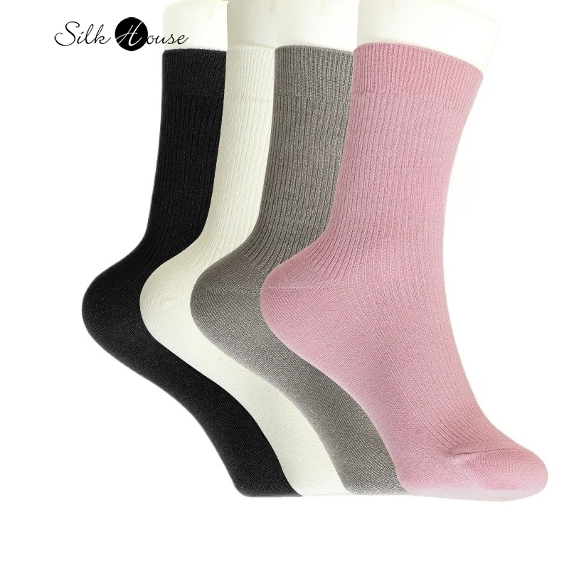 

Women's Autumn/Winter Natural Mulberry Silk Warm Sweat Absorbing Comfortable Breathable Thickened Middle Tube Multicolored Socks