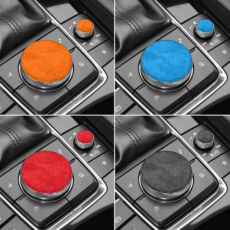 

Made of Alcantara For Mazda 3 Axela Center Console Multimedia Knob Button Cover Trim Sticker Car Interior Tuning Accessories