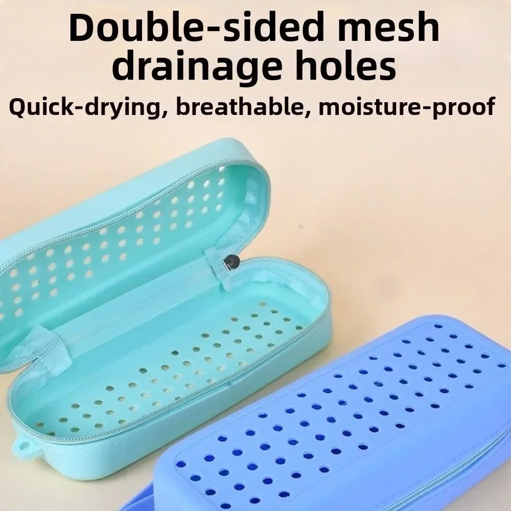 Tragbare Silikon-Schwimmbrillenhülle Perforierte Atmungsaktive Brillenaufbewahrungstasche Langlebiger Schwimmbrillenschutz für Reisen – Detail 5